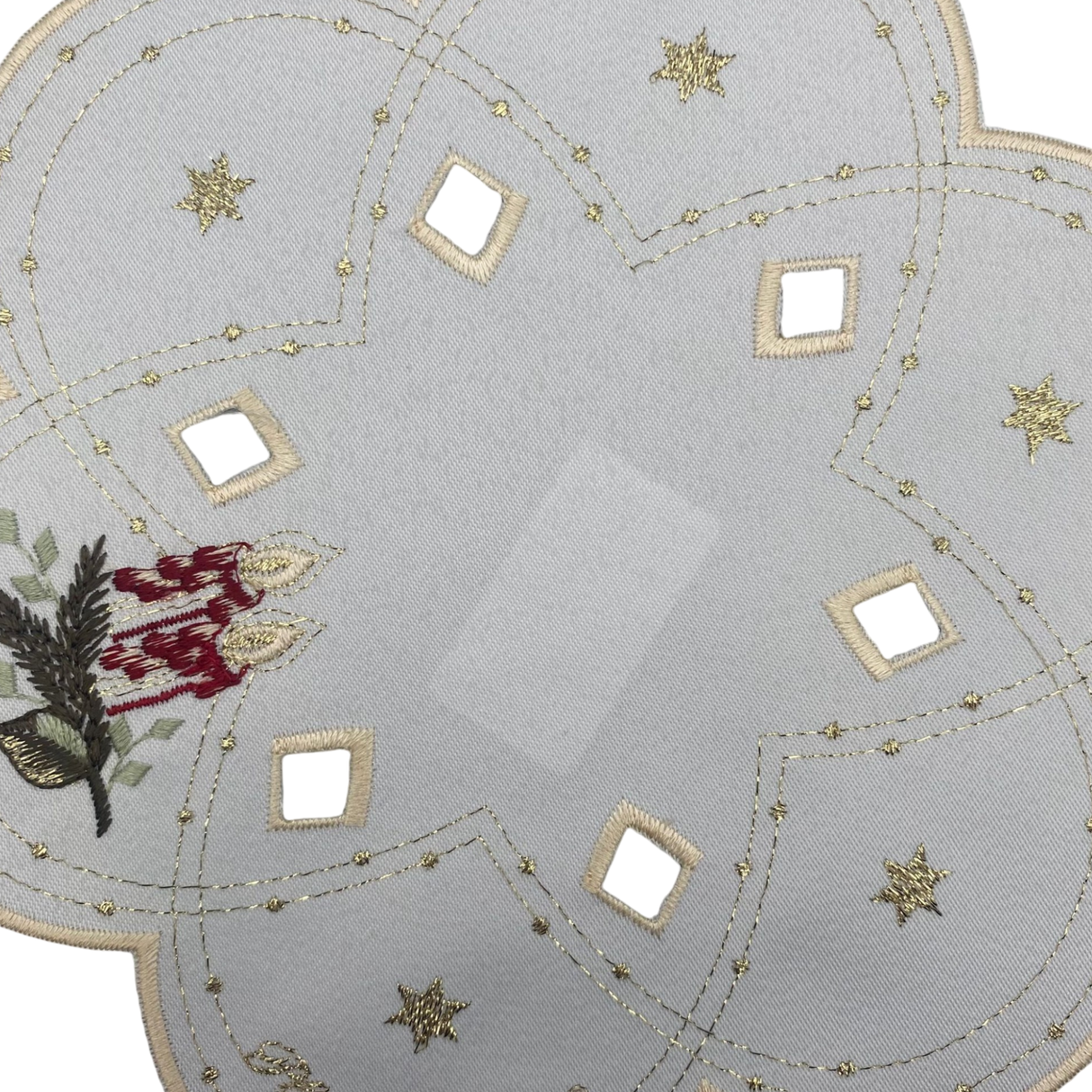 Weihnachtsdecken Plauener Spitze Weihnachtskerzen – 23 cm, Rund von Wimpelberg