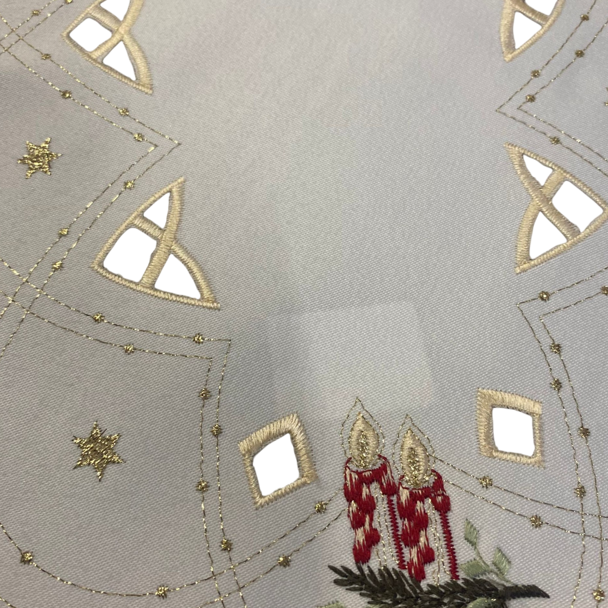 Weihnachtsdecken Plauener Spitze Weihnachtskerzen – 23x46 cm, Oval von Wimpelberg