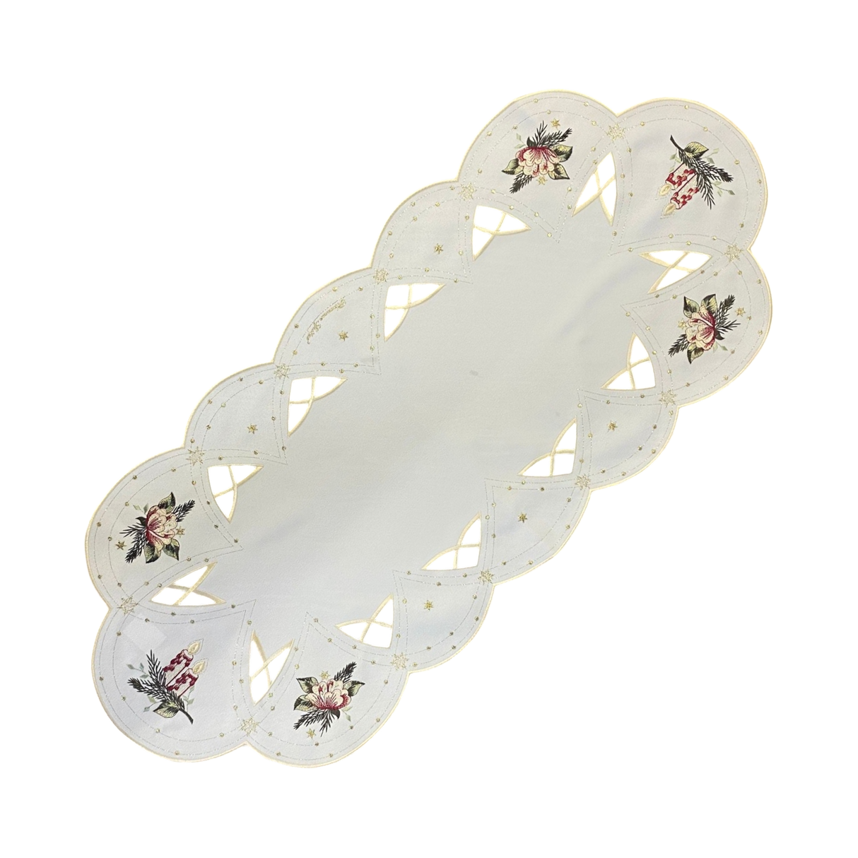 Weihnachtsdecken Plauener Spitze Weihnachtskerzen – 36x85 cm, Oval von Wimpelberg