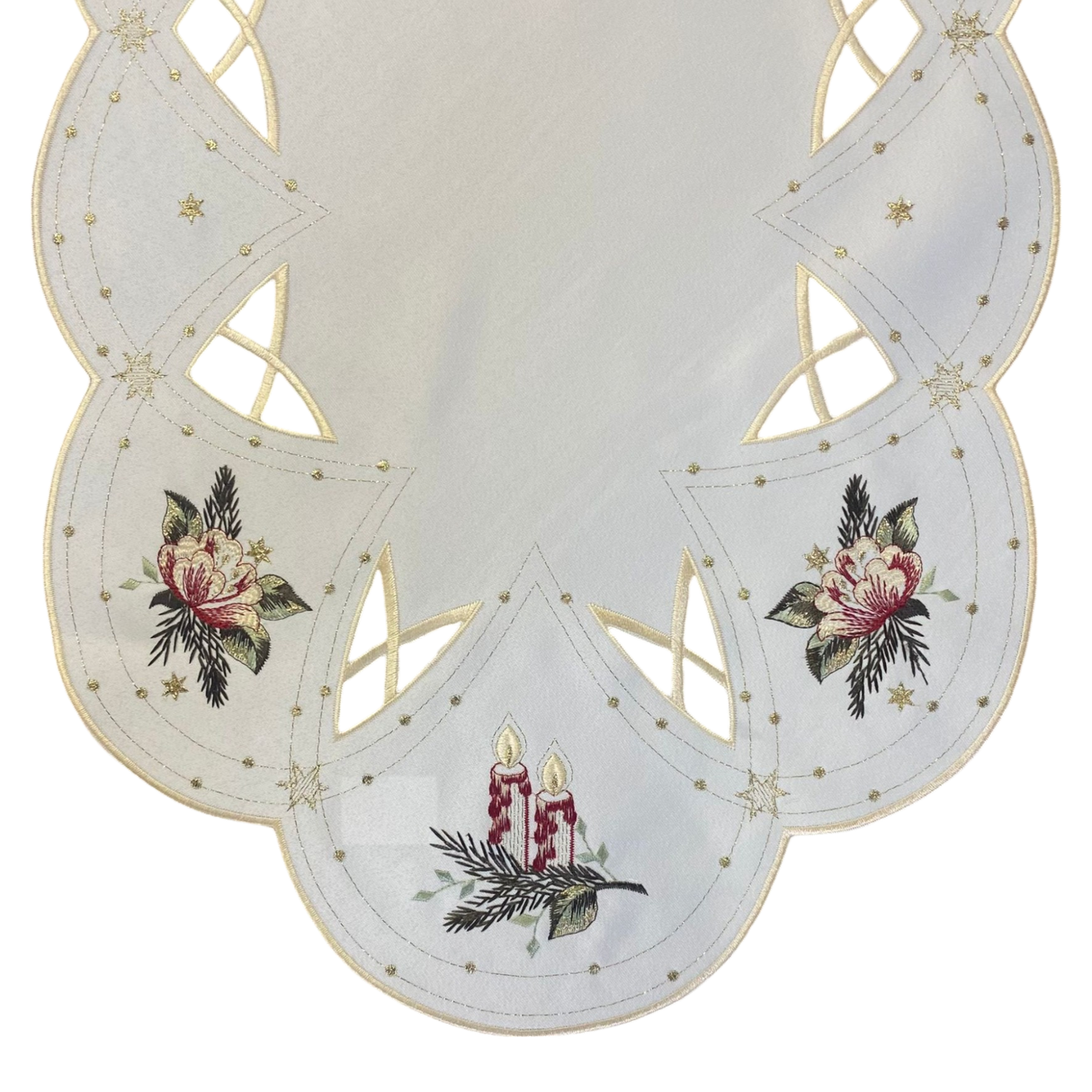 Weihnachtsdecken Plauener Spitze Weihnachtskerzen – 36x85 cm, Oval von Wimpelberg