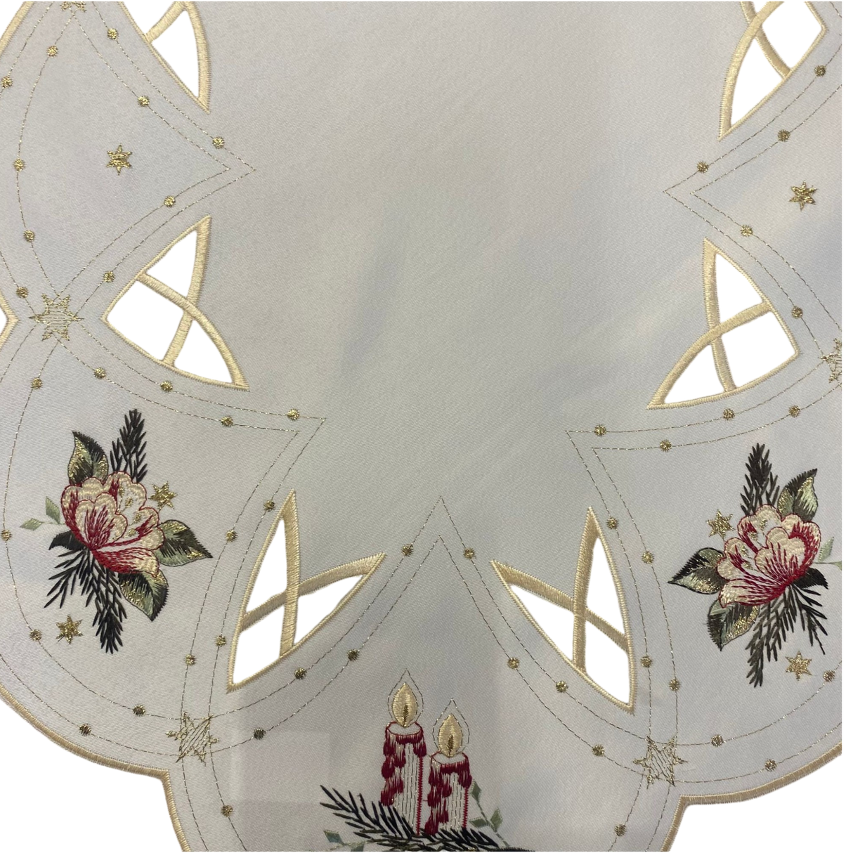 Weihnachtsdecken Plauener Spitze Weihnachtskerzen – 36x85 cm, Oval von Wimpelberg