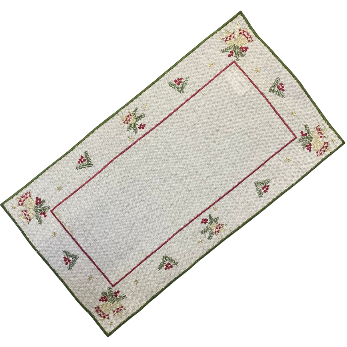 Tischläufer Plauener Spitze Weihnachtsglocken – 30x55 cm, Natur von Wimpelberg