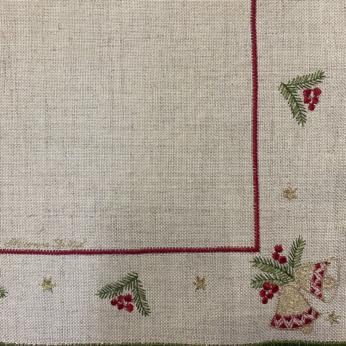 Tischläufer Plauener Spitze Weihnachtsglocken – 30x55 cm, Natur von Wimpelberg