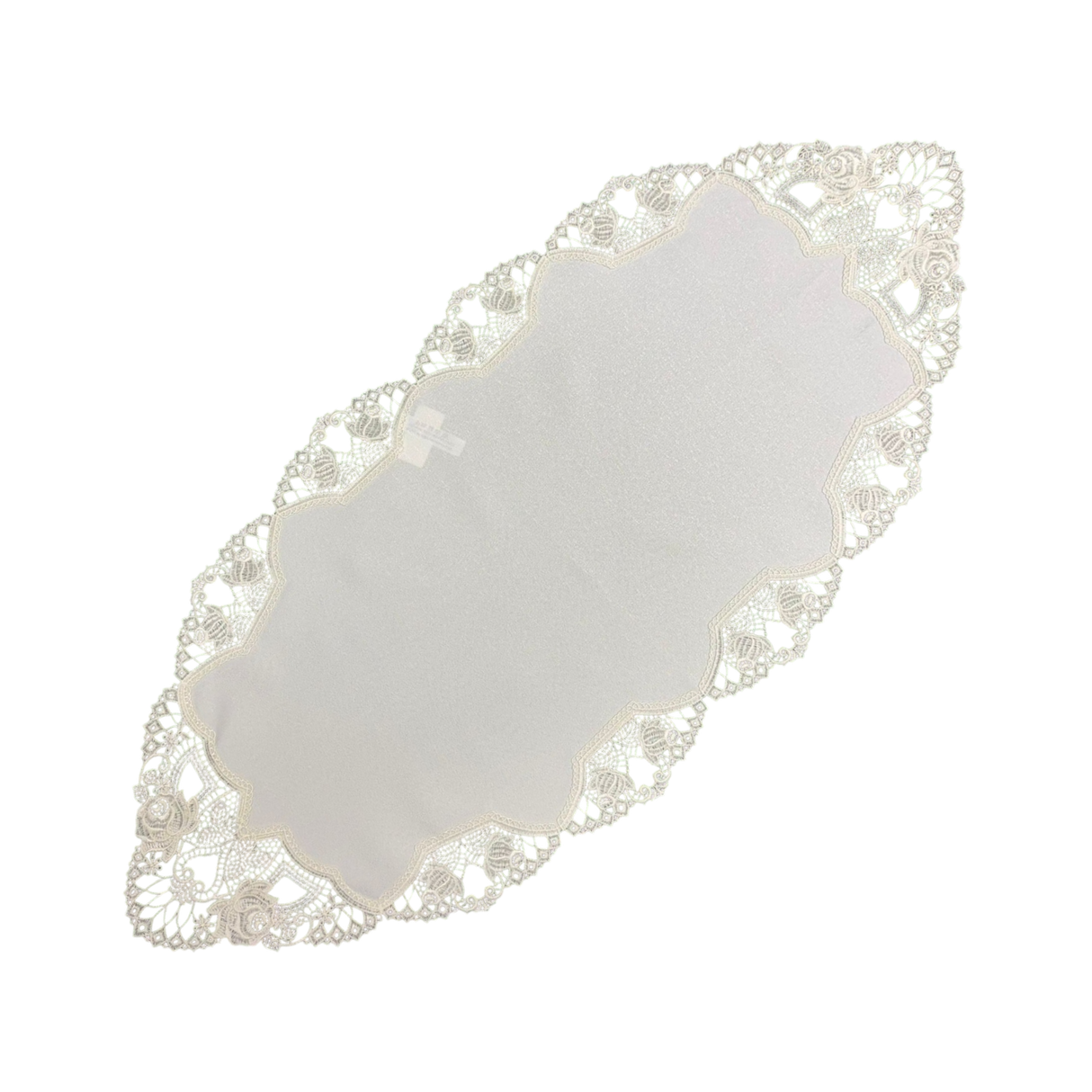 Tischläufer Plauener Spitze Wollweiß mit Applikationen – Plauener Spitze beige von Wimpelberg