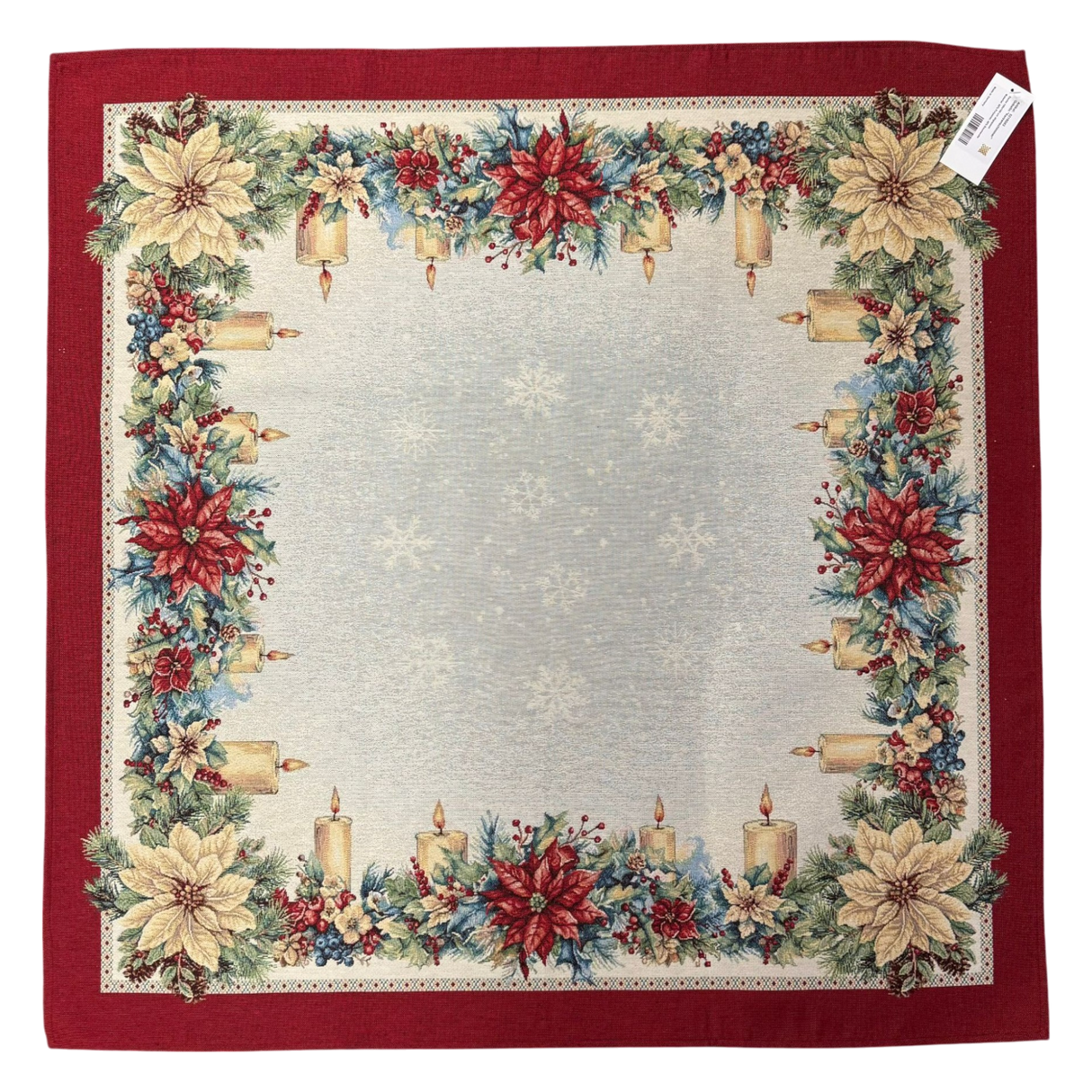 Weihnachtsdecke "Kerzenschimmer" 100x100 cm – Festliche Gobelindecke Weihnachten von Wimpelberg