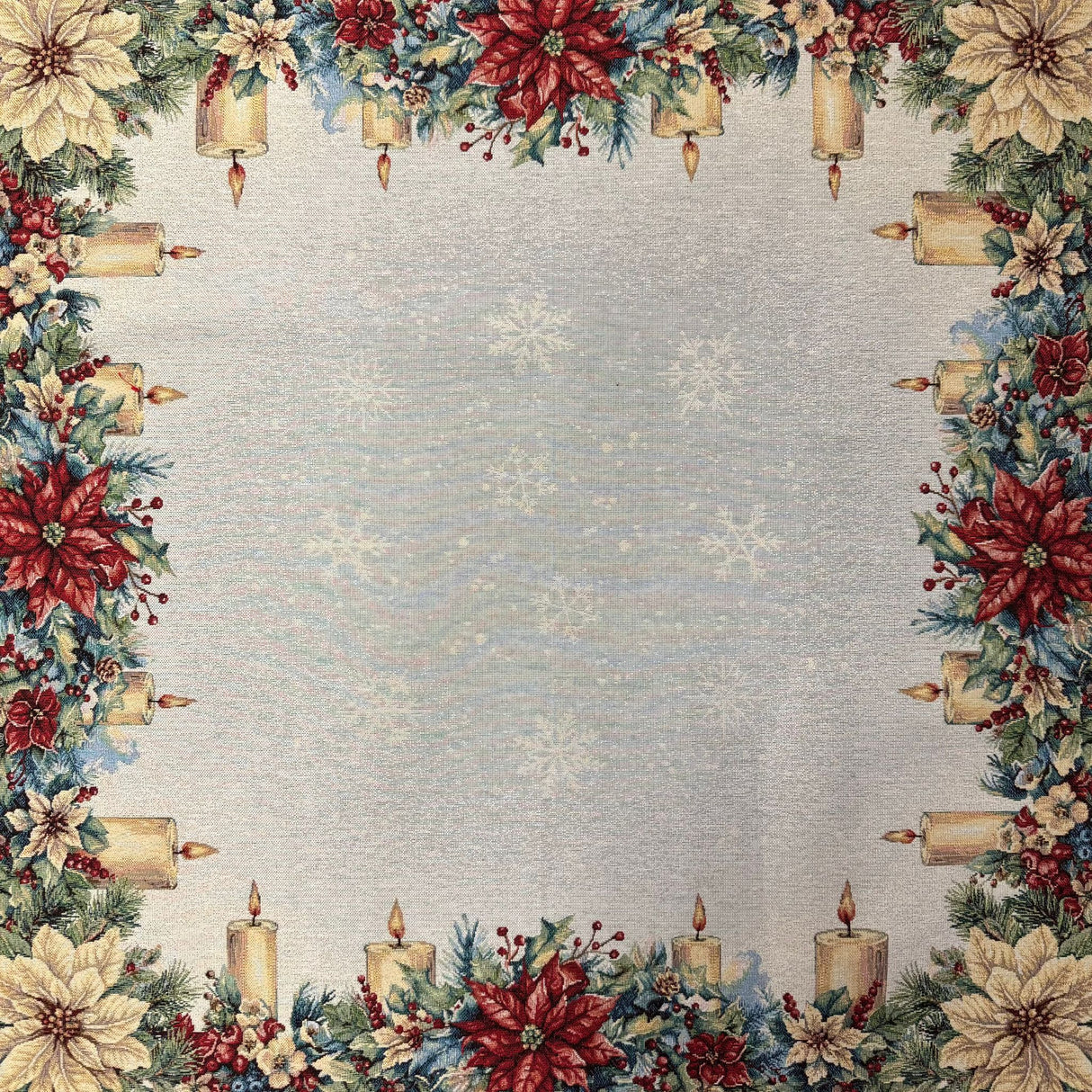 Weihnachtsdecke "Kerzenschimmer" 100x100 cm – Festliche Gobelindecke Weihnachten von Wimpelberg