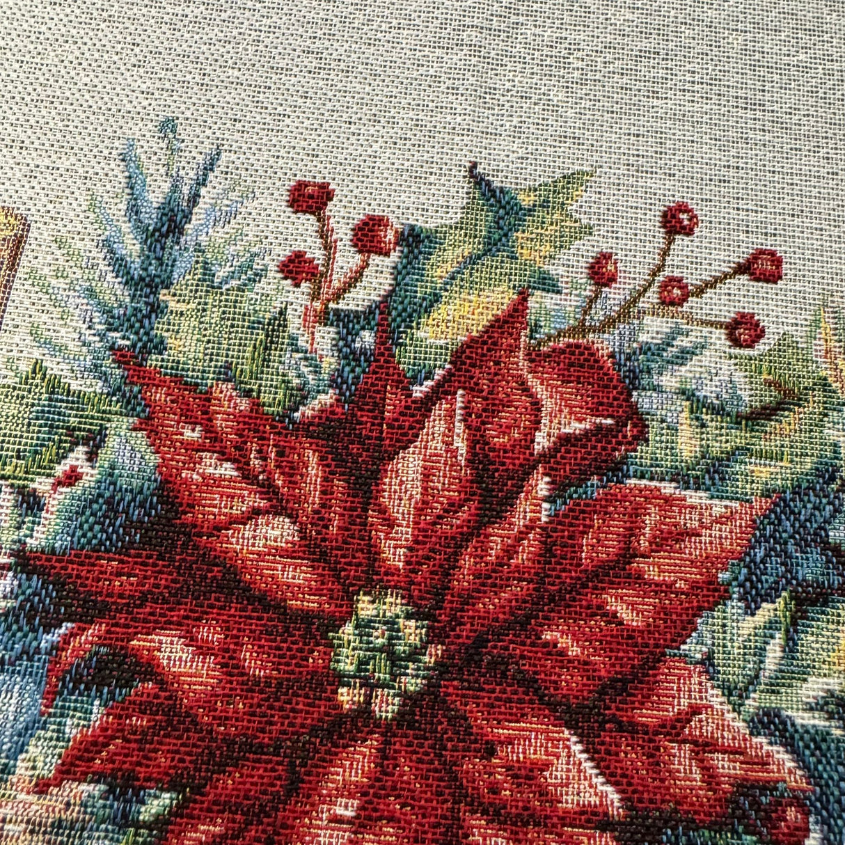 Weihnachtsdecke "Kerzenschimmer" 100x100 cm – Festliche Gobelindecke Weihnachten von Wimpelberg