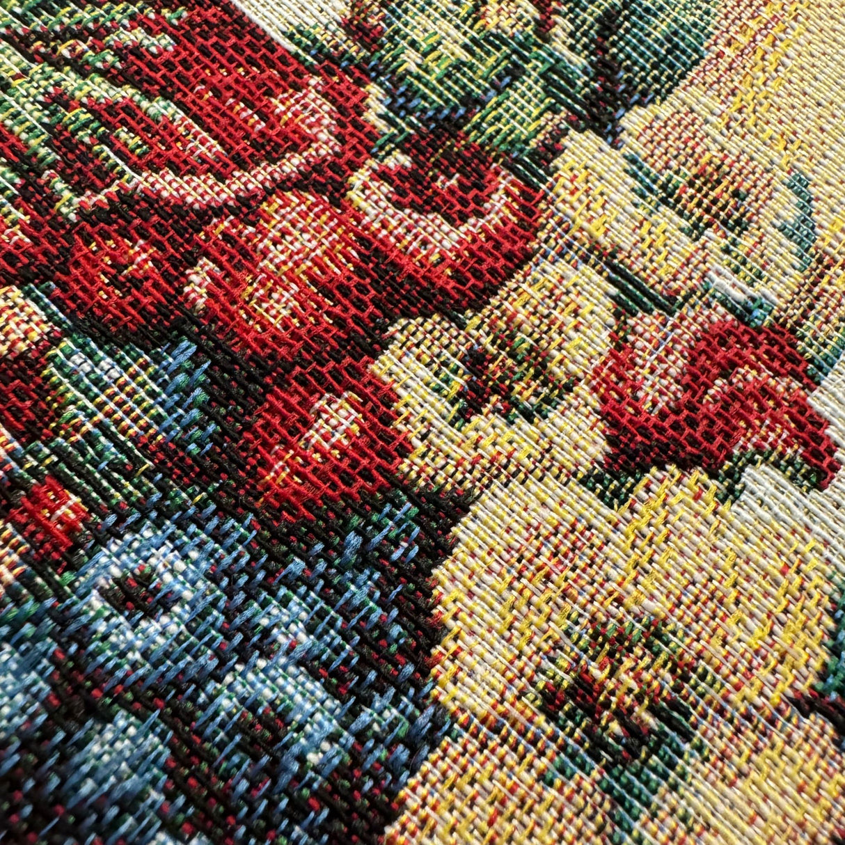 Weihnachtsdecke "Kerzenschimmer" 100x100 cm – Festliche Gobelindecke Weihnachten von Wimpelberg