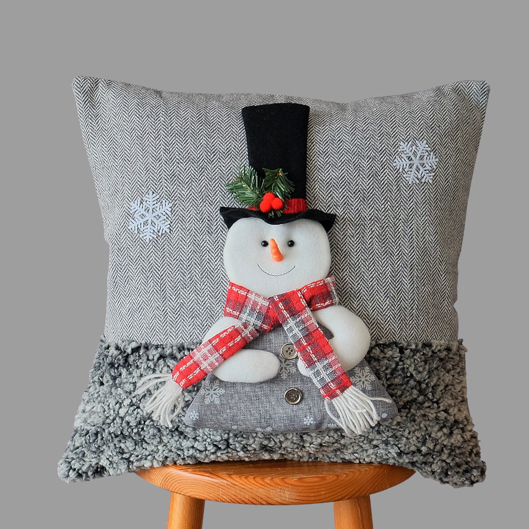 Kissenhülle Winter „Schneemann“ appliziert – 40x40 cm