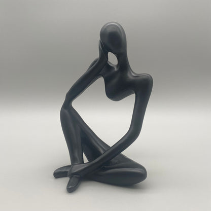 Deko-Figur Schwarz 12x24 cm – Moderne Skulptur aus Kunststein | Dekoobjekt modern  Eine Hand am Ohr von Wimpelberg