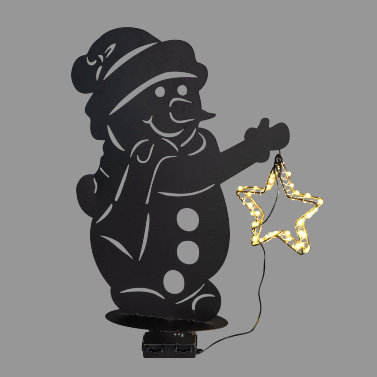 LED Schneemann mit Stern – 40x45 cm, Schwarz, Metall | LED Formano Weihnachten   von Wimpelberg