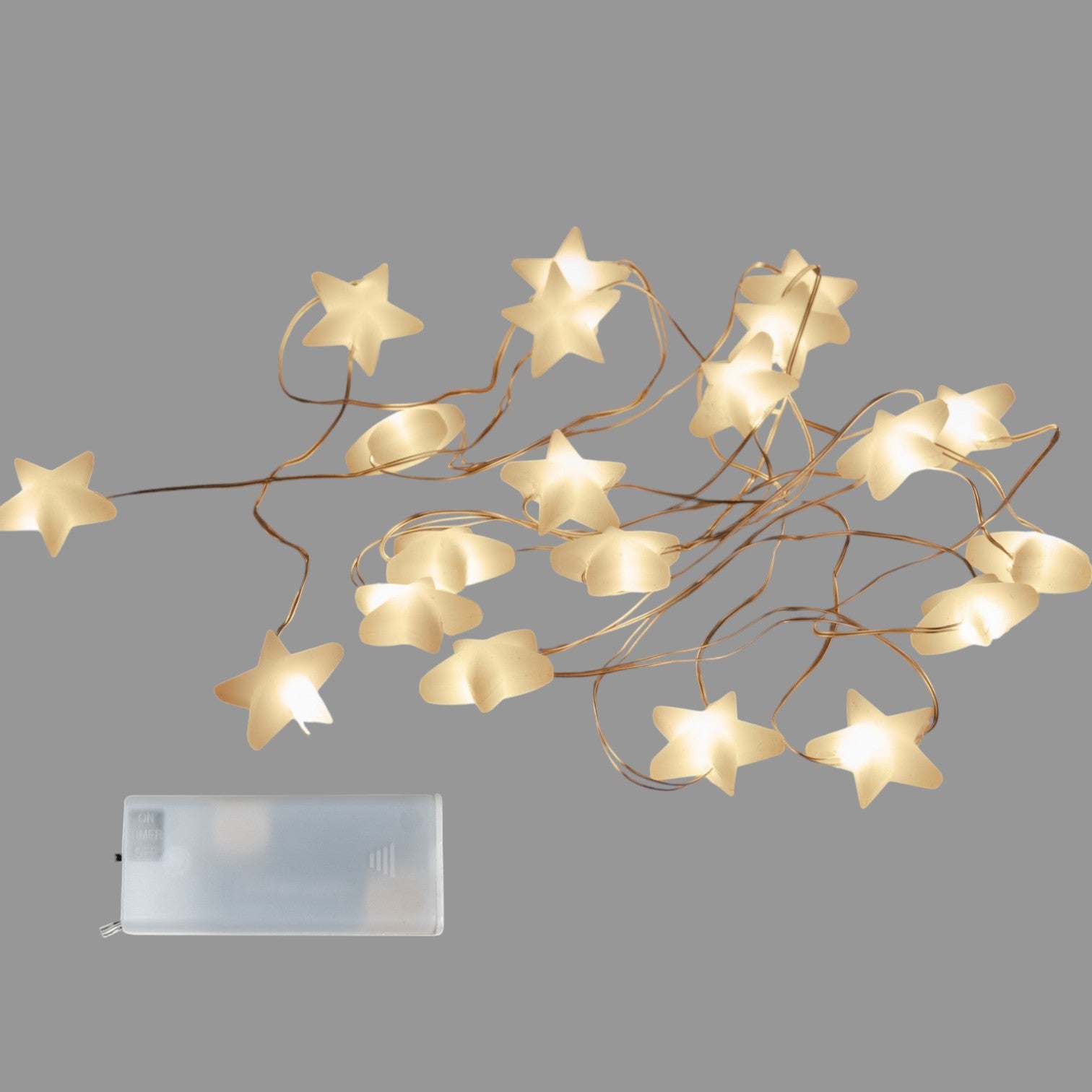 Weihnachten Lichtgirlande mit Sternen – 190 cm, 20 weiße Acryl-Sterne, LED   von Wimpelberg