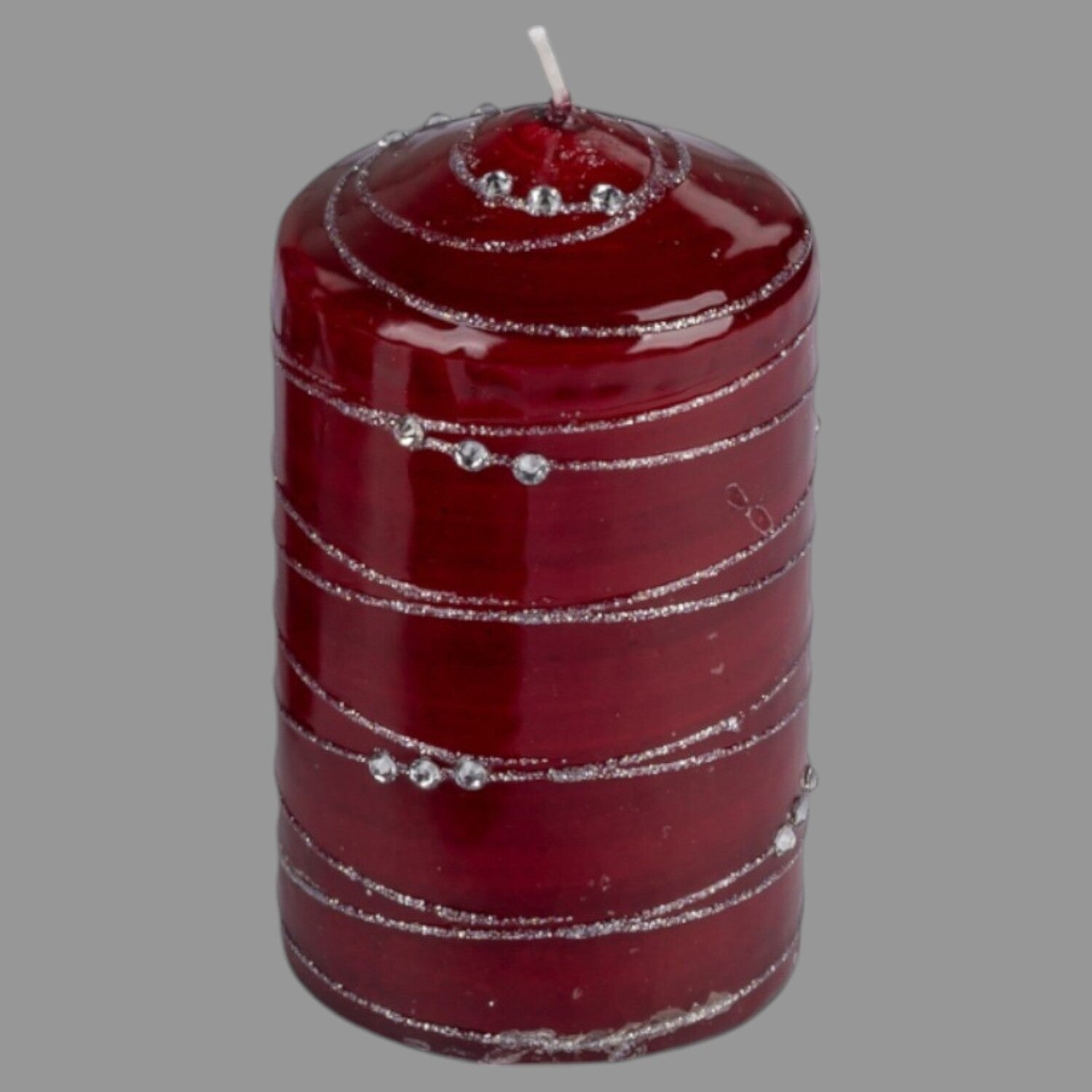 Stumpenkerze Spirale rot-silber – 7x11 cm | Deko Kerze Weihnachten   von Wimpelberg