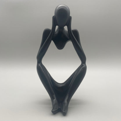 Deko-Figur Schwarz 12x24 cm – Moderne Skulptur aus Kunststein | Dekoobjekt modern  Hände an den Ohren von Wimpelberg