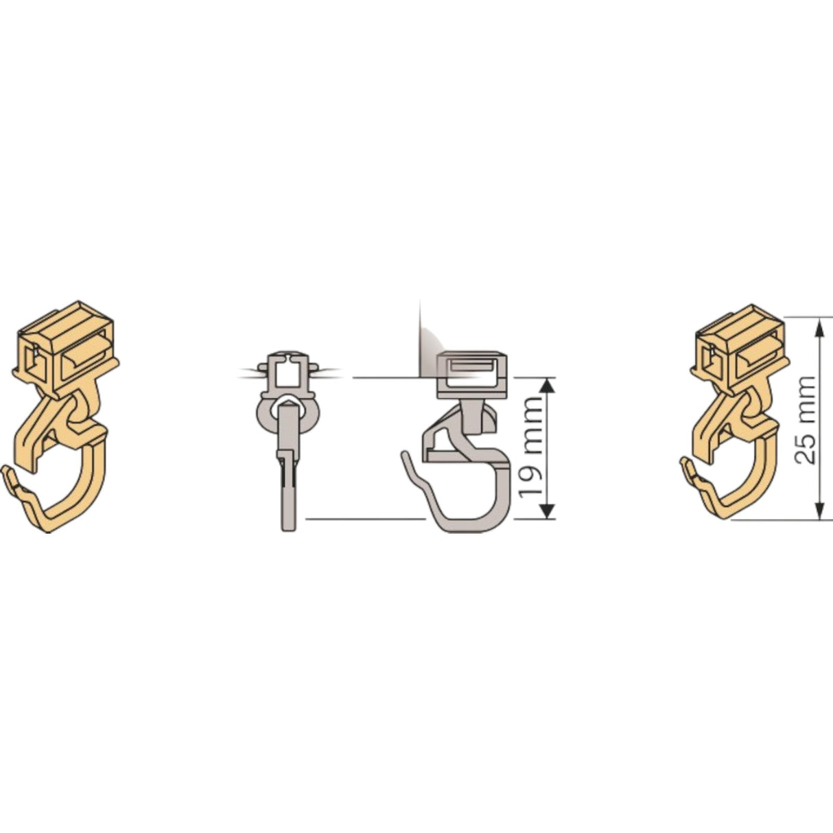 A6 Clic Gleiter mit Faltenhaken kurz für 6mm Alu Schiene kurz von Wimpelberg