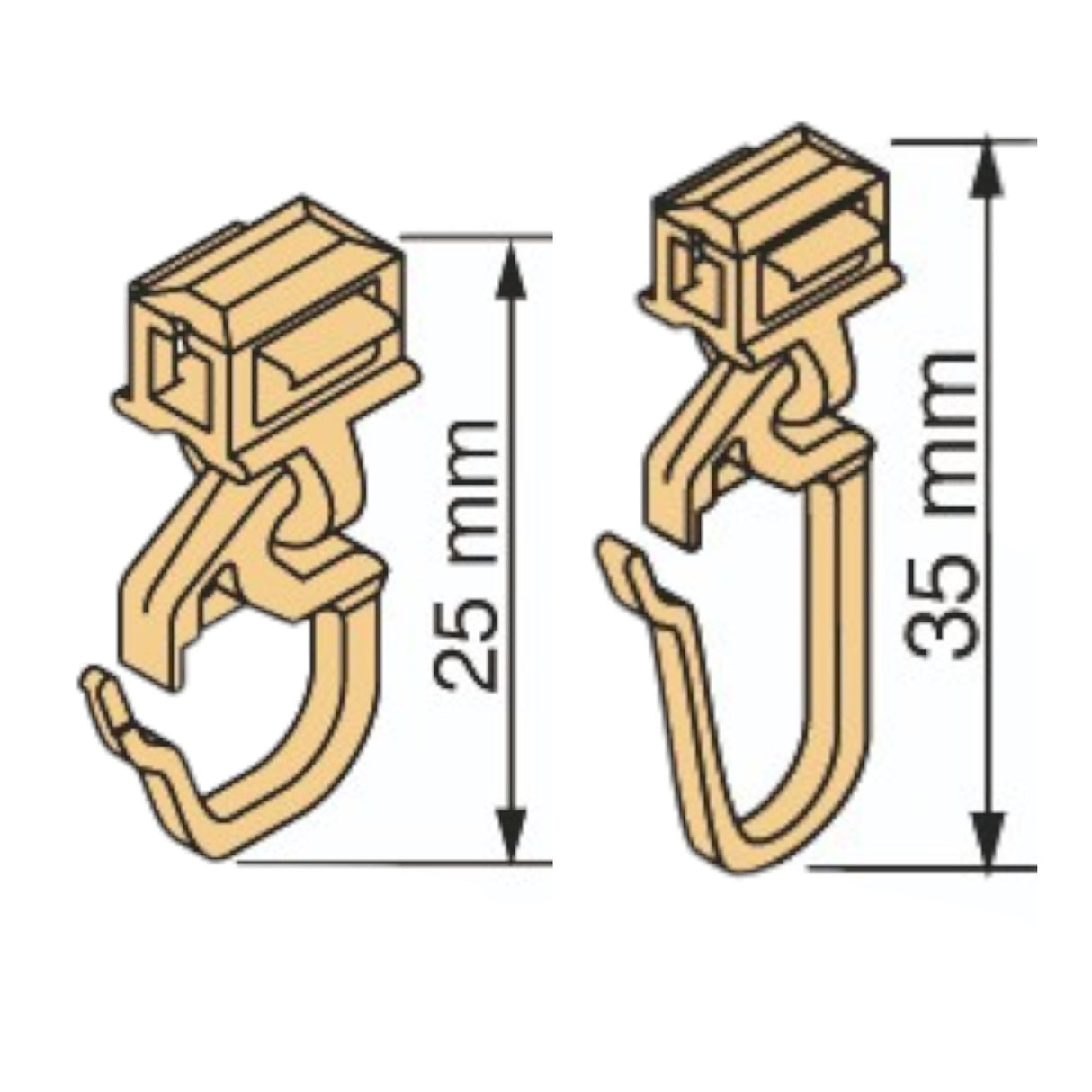 A6 Clic Gleiter mit Faltenhaken kurz für 6mm Alu Schiene von Wimpelberg