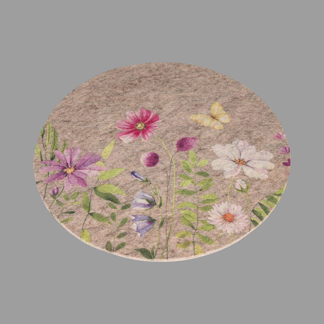 Formano Deko Platzset rund - Filz mit Blumen, Tischdeko