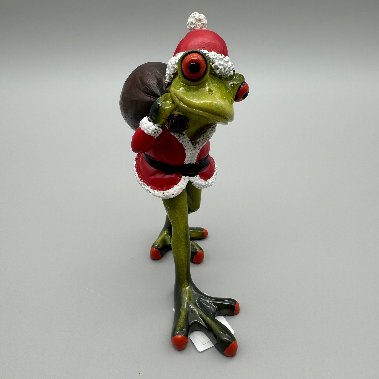 Deko Frosch Weihnachtsmänner Formano Deko – 15 cm aus Kunststein Frosch mit Sack auf dem Rücken von Wimpelberg