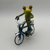 Lustiger Frosch-Dekoartikel auf Fahrrad: 16x17 cm, Hellgrün, Kunststein, Handbemalt   von Wimpelberg