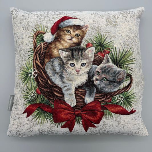 Kissenhülle Weihnachten 45x45 cm – Gobelin Weihnachten Katzen   von Wimpelberg