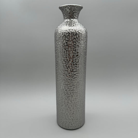 Elegante Grau-Silber Bodenvase: Matte Keramik, Glänzende Struktur, Filz-Sticker   von Wimpelberg