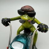 Origineller Frosch-Dekoartikel als Biker: 22 cm, Kunststein, Handbemalt   von Wimpelberg