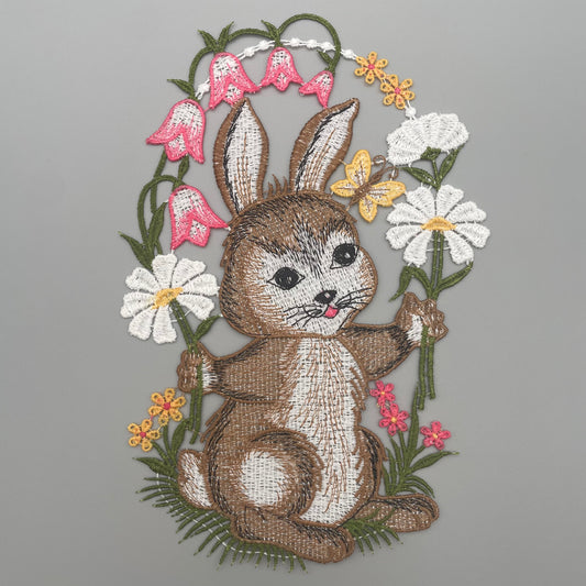 Fensterbild Ostern Hase mit Blumen   von Wimpelberg