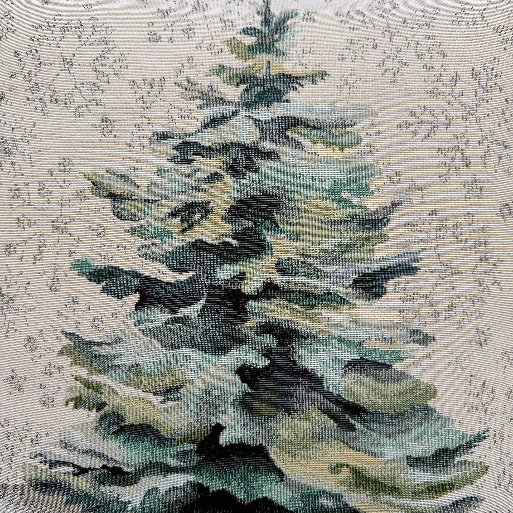 Kissenhülle Winter 45x45cm – Winter Gobelin Baum Winter Bäume grün   von Wimpelberg