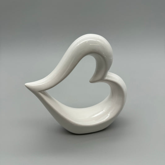 Deko-Herz: Weiß + Silber, 14x14 cm, Glasiertes Porzellan  weiß von Wimpelberg