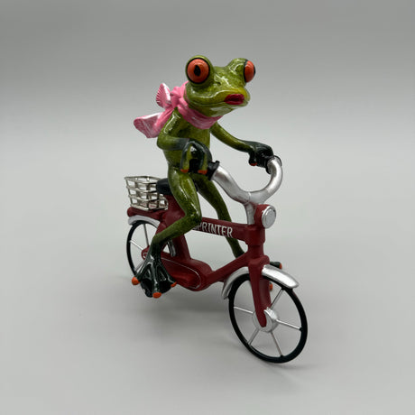 Lustiger Frosch-Dekoartikel auf Fahrrad: 16x17 cm, Hellgrün, Kunststein, Handbemalt   von Wimpelberg