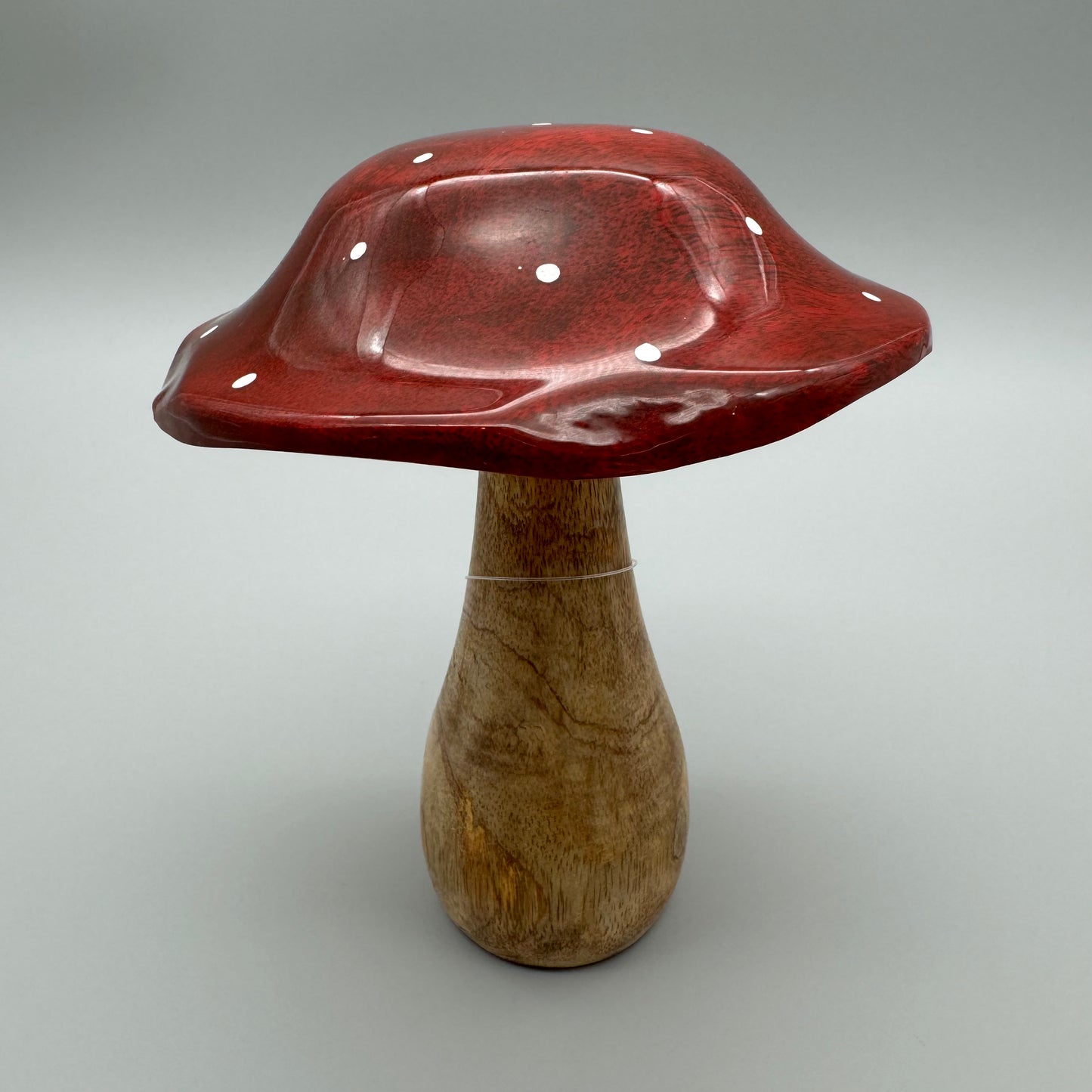 Deko-Pilz aus Mangoholz mit roter Emaillefarbe – 18x13cm | Herbstdeko   von Wimpelberg