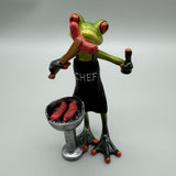 Frosch Figur "Der BBQ-Chef" - Frosch Deko Frühling  Frosch mit Wurst in der Hand von Wimpelberg