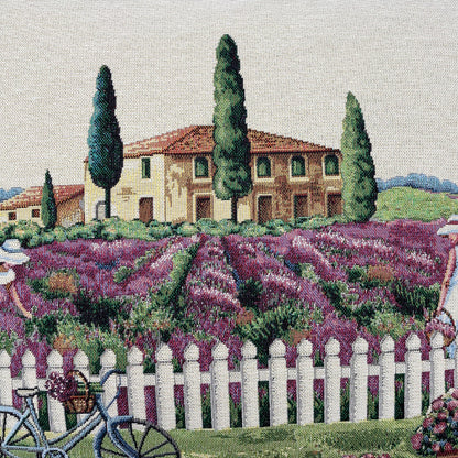 Kissenhülle Gobelin "Provence Villa" 45x45cm | Kissenbezug Frühling   von Wimpelberg