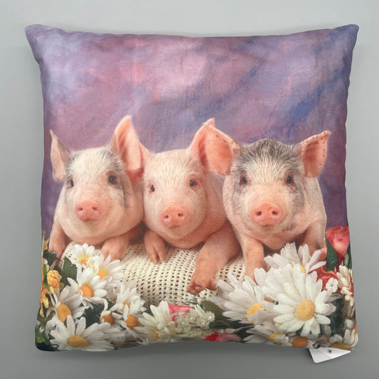 Kissenhülle Schweinchen mit Blumen | 40x40cm  3 Schweinchen mit Blumen von Wimpelberg