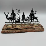 Tischleuchter 4-flammig 28x10 cm aus Holzrinde – Formano Winterdeko  schwarz von Wimpelberg