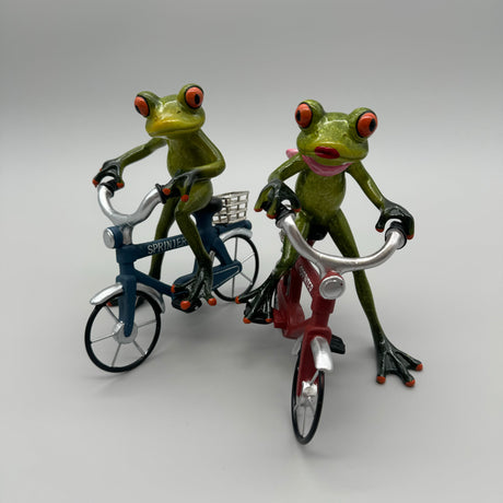 Lustiger Frosch-Dekoartikel auf Fahrrad: 16x17 cm, Hellgrün, Kunststein, Handbemalt   von Wimpelberg