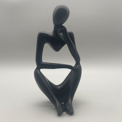 Deko-Figur Schwarz 12x24 cm – Moderne Skulptur aus Kunststein | Dekoobjekt modern  Hand am Kinn von Wimpelberg