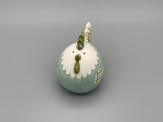 Keramik Huhn - handgemalt  weiß-hellgrün von Wimpelberg