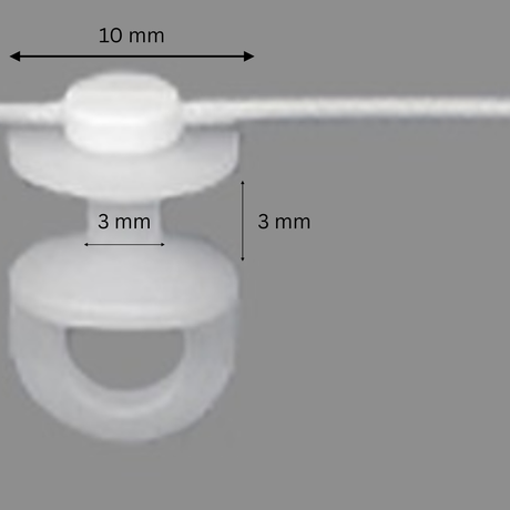 Kordel mit Drehgleiter für Wellenband "Newave", d 10mm, Abstand 8cm/ 1/86