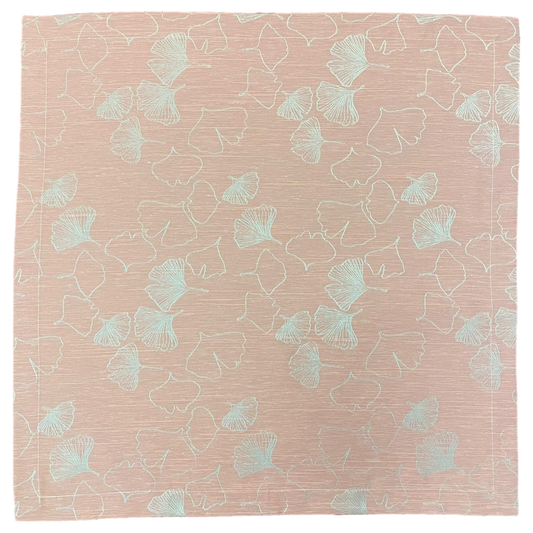 Decke Grace – 85x85 cm in Rosa mit Ginkgo-Blatt | Tischdecke   von Wimpelberg