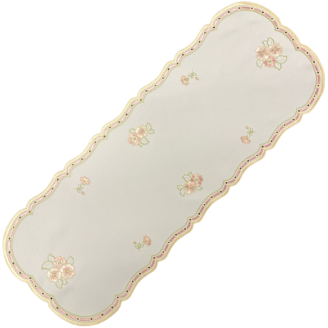 Tischläufer Plauener Spitze oval Satin 26x70cm Blumen | Läufer   von Wimpelberg