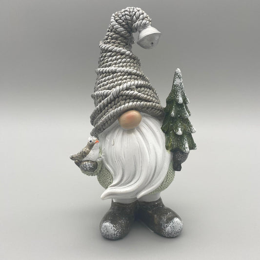 Deko Winterzwerg aus Kunststein | Dekofigur Winter Deko | Winterdeko  Weihnachtsmann mit Tannenbaum von Wimpelberg