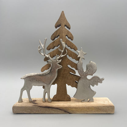 Deko Baum mit Engel Hirsch – 30x30 cm | Formano Dekoobjekt Weihnachten von Wimpelberg