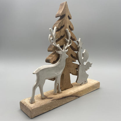 Deko Baum mit Engel Hirsch – 30x30 cm | Formano Dekoobjekt Weihnachten von Wimpelberg