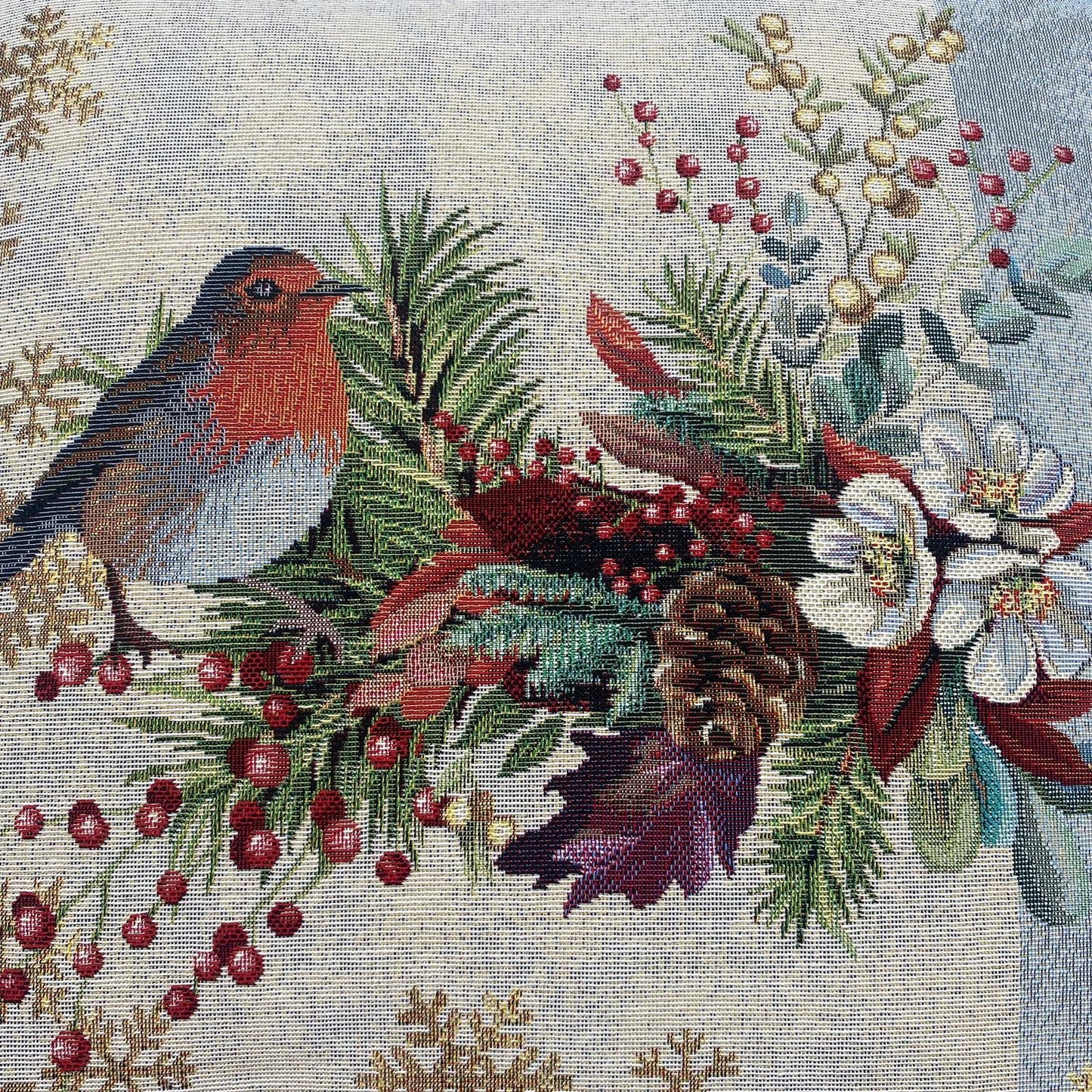 Gobelin Kissenhülle Weihnachten – Gesteck 45x45cm Kissenbezug   von Wimpelberg