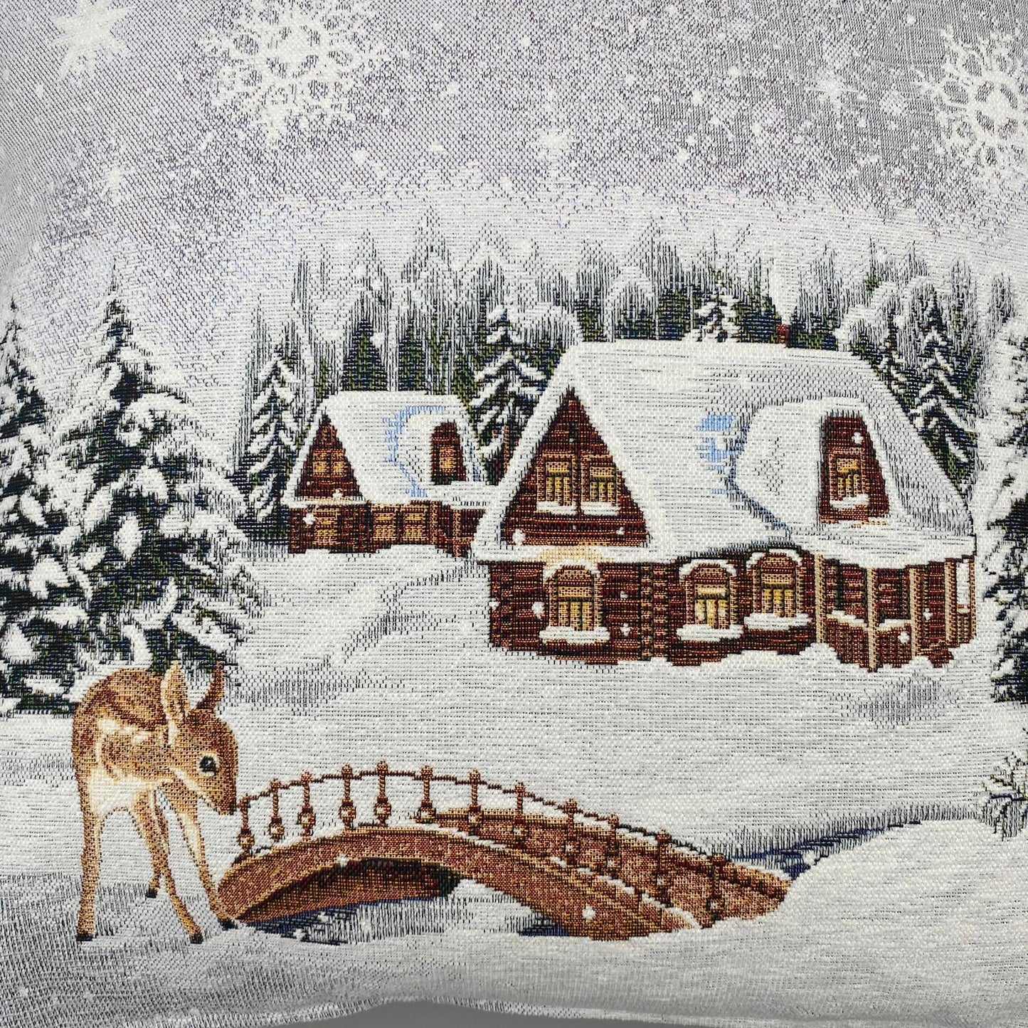 Kissenhülle Winter 45x45 cm – Winter Rehe Gobelin | Winter Kissen   von Wimpelberg