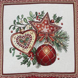 Kissenhülle Weihnachten 45x45 cm – Gobelin Weihnachten Herz, Kugel, Stern   von Wimpelberg