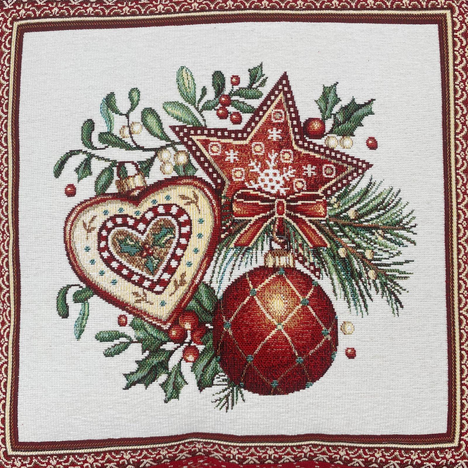 Kissenhülle Weihnachten 45x45 cm – Gobelin Weihnachten Herz, Kugel, Stern   von Wimpelberg