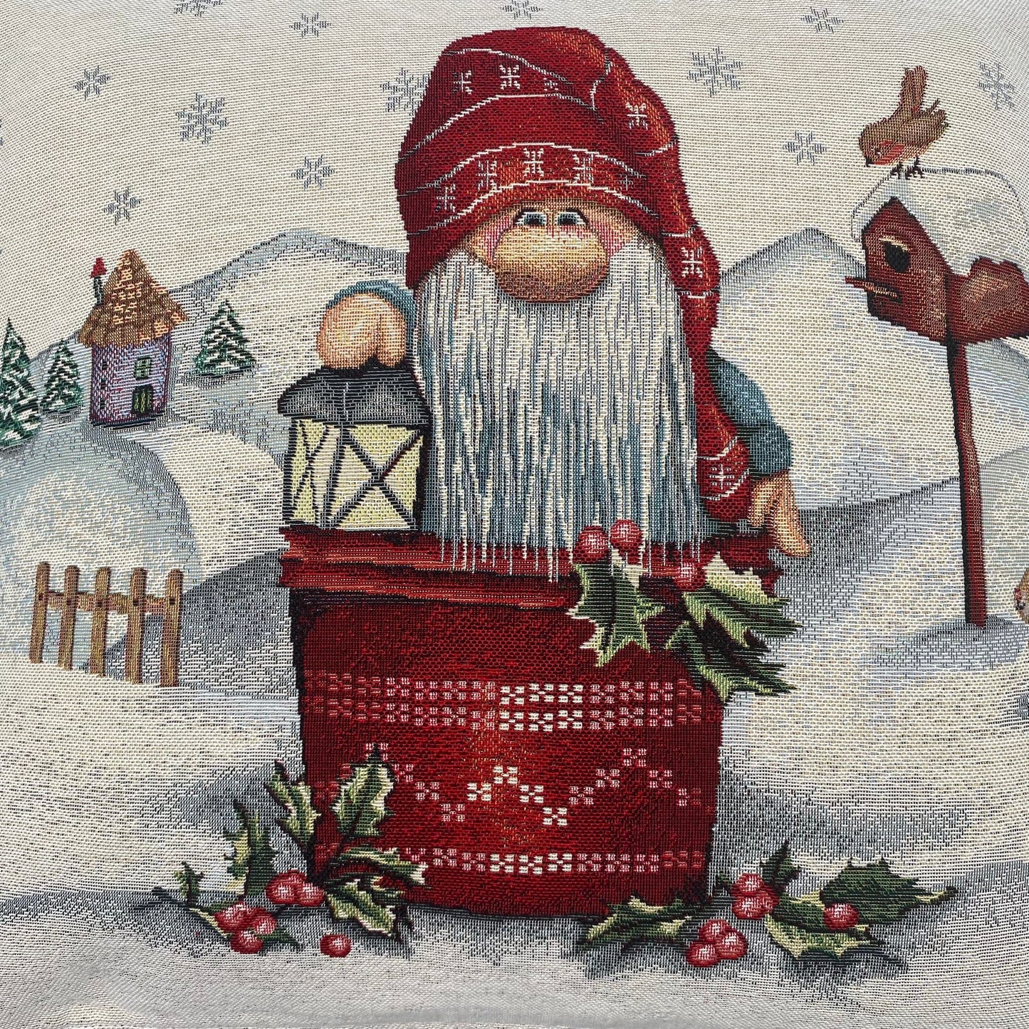 Kissenhülle Weihnachten 45x45 cm – Gobelin Weihnachten Wichteldorf Weihnachtsdeko Bezug   von Wimpelberg