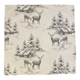 Decke Dezember mit Hirsch und Winterlandschaft – 85x85 cm | Winterdecke   von Wimpelberg